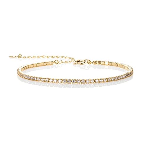 namana Gold Tennis Bracelets for Women, Dainty Gold Bracelet in Gold Plated 925 Sterling Silver, Thin Gold Tennis Bracelet with Cubic Zirconia Stones, Cute Gold Bracelets for Women Cover