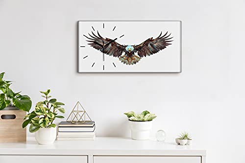 Horloge sur toile oiseau animal aigle décoration murale moderne - 4