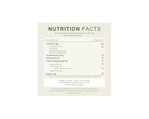 Beyond Nature Organic Raw Walnuts – Unsalted 2 Pound (32 oz) Vacuum Sealed, Non GMO, No Salt, Low Carb, Keto Friendly & Vegan Snack