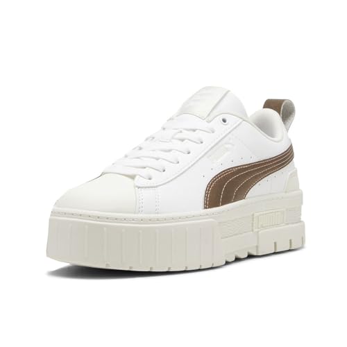 PUMA Womens Mayze Glow-Up Metallic Lace Up Sneakers Shoes Casual - White - Size 6 M2