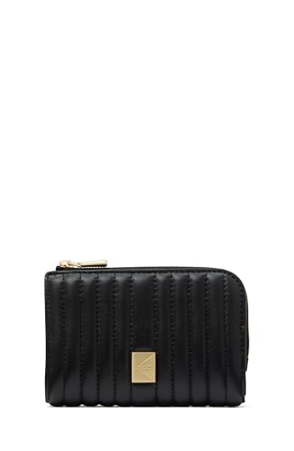 kate spade new york Deco Pebbled Leather Small Compact Wallet, Quilted Black