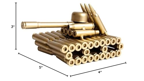 Bullet Shell Casing Shaped Army Tank Metal Sculpture,Great Decorative Artwork Model Gift for Home,Study Room Decorations (95 Tank)