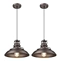 FEMILA Industrial Pendant Lights Fixture,2 Pack Farmhouse Hanging Lights for Kitchen Island,12" Oil Rubbed Bronze Finish, 4FY15-MP-2PK ORB