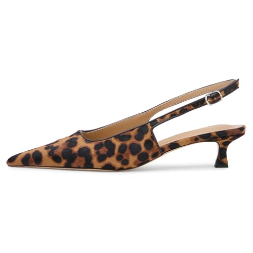 KysBloes Pointed Toe Slingback Kitten Heels for Women Low Heel Pointed Toe Pumps Formal Dress Shoes Sling Back Heels