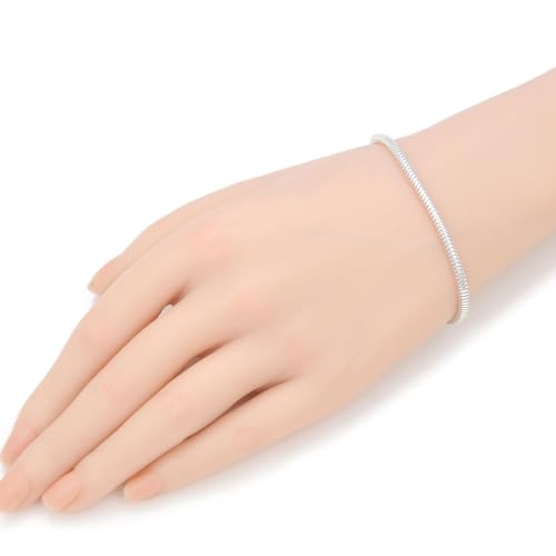 Adabele 1pc Authentic Sterling Silver 3mm Snake Chain Bracelet 6.5" 7" 7.5" 8" 8.5 inch Hypoallergenic Nickel Free Tarnish Resistant Women Men Jewelry Made in Italy2