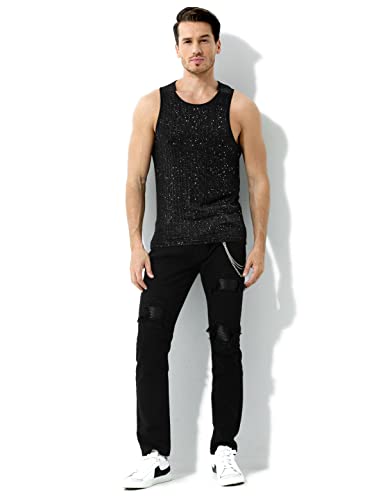 Arjen Kroos Men's Sequin Sleeveless Tank Top Sparkly Rave Metallic T-Shirt3