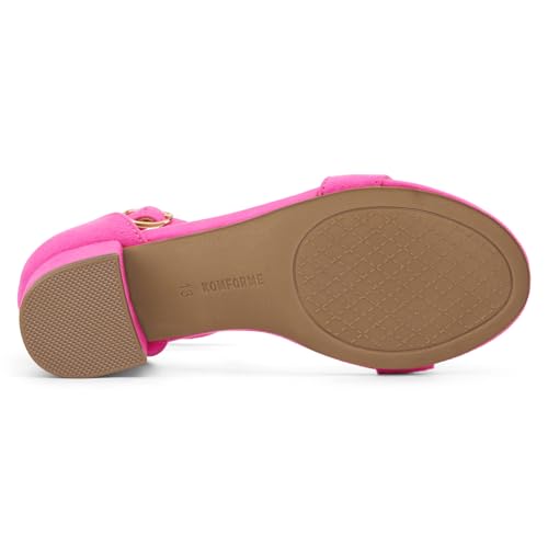 Image of K KomForme Girls Sandals Low Heels Dress Pump Ankle Strap Open Toe Wedding Party Shoes(Toddler /Little Kids /Big Kids)