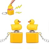 Coolden 2 Stück Duck Keycap Fidget Toys Wiederaufladbarer Quakender Enten Keychain mit Licht Sound Anti Stress Spielzeug Tragbarer Lustiger Angst Finger Fidget Geschenke für Erwachsene Kinder