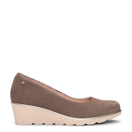 miMaO Ballerines à Talon compensé Taupe, EU 39