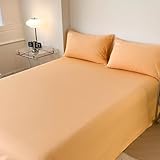 Aotiwe Bettlaken Set, Bettlaken Topper Dunkelgelb Unifarben Baumwolle 180x230cm Komfort und Bequem