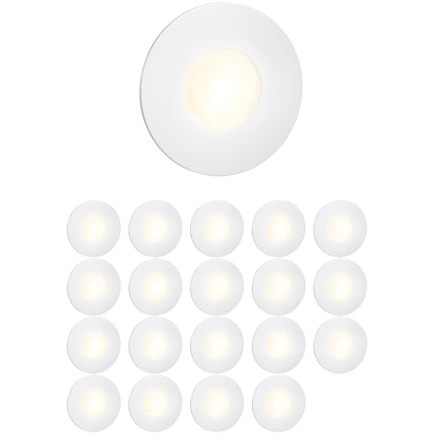 ledscom.de 20 Stück LED Treppenlicht/Wandeinbauleuchte FEX für innen und außen, rund, 85mm Ø, warmweiß