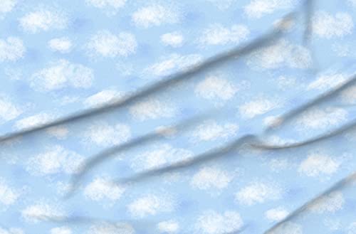 Spoonflower Fabric - Blue Sky Whimsical Pattern Simple Clouds Nature