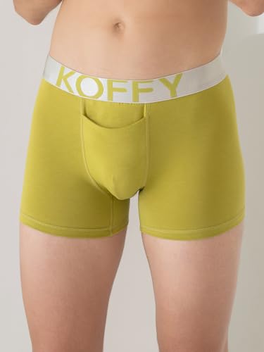 Image of KOFFY Men's Malleable Cotton Lycra Long Trunk with Minus Cutting Pouch I Wrinkle Free I Moisture Wicking Technology