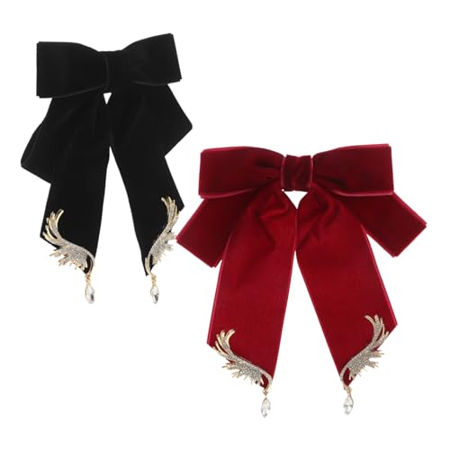 Broche nœud vintage ailes strass retro pour col de chemise mixte