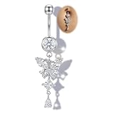 AceFun Piercing para ombligo de plata 925, chapado en oro 14G, 1 6 x 6 mm, 8 mm, 10 mm, 12 mm, 14 mm, Piercing para ombligo, mariposa, bola de plata, piercing para vientre cuadrado, circonita