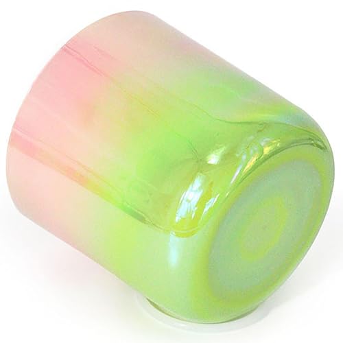 グラデーションカラーのアルケミーサウンドボウル、アクリルストライカーとOリング付きクリスタルシンギングボウル、ヨガ瞑想用クォーツチャクラボウル(440Hz,7 inch A Note)