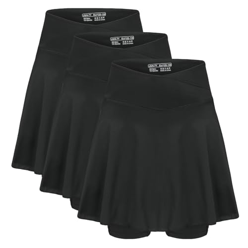 Image of Girls' 2-in-1 Flowy Butterfly Shorts with Pockets - Athletic Dance & Running Shorts for Ages 5-13