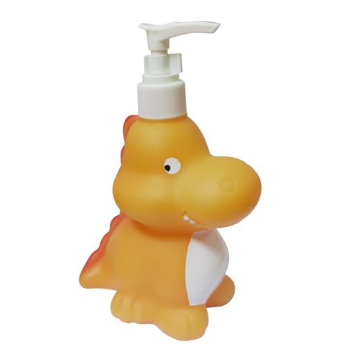 Cute Cartoon Dinosaur Hand Soap Pump Lotion, Hand Soap, Shampoo, Shower Gel Dispenser, Soap Dispenser Animal Shaped Liquid Bottles Kids Empty Press Type Shampoo Bottles (Yellow Dinosaur)