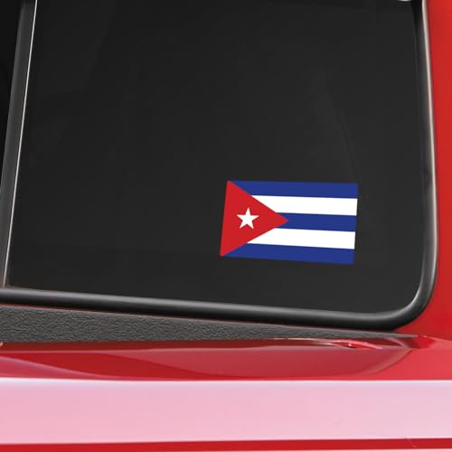 Image of World Country Flag Decal Stickers - Two Pack - for Cars Windows Bumpers Laptops Tablets Tumblers Cups Walls (Cuba)