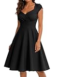 Bbonlinedress Womens 1950s Vintage Summer Cocktail Dress 50s 60s Retro Rockabilly Formal Party Swing Dress Black XL