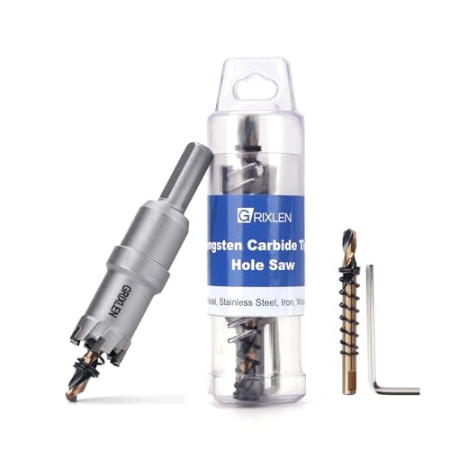 3/4 (19mm) Tungsten Carbide Tip Hole Saw Hole Saw with M2 Pilot Drill bits for for Hard Metal Stainless Steel Metal Iron and Plastic 25mm Drilling Depth (3/4 (19mm))