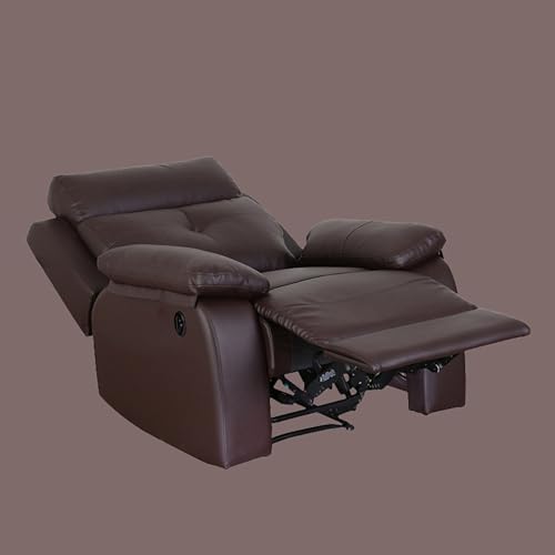 Image of Lofty Dreams Teamo Motorized Recliner Sofa 1 Seater - Easy Chair for Relaxation, Automatic Features, Luxurious Brown Design, Plush Support, Durable Build, 5-Year Warranty