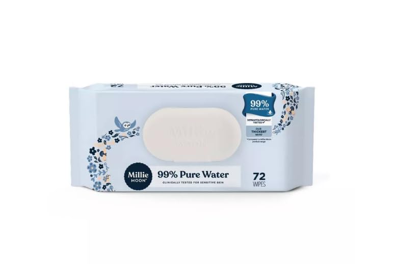 Millie~Moon 99% Pure Water Luxury Baby Wipe, 576 Count (8 * 72 Pack)