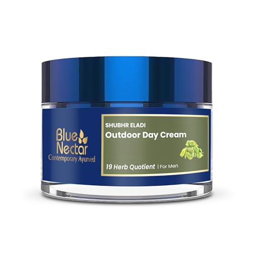 Blue Nectar Brightening Day Cream for Men Daily Use with SPF 30 Sunscreen for Oily & Dry Skin | Natural Skin Brightening Cream with Eladi (19 Herbs, 50g)