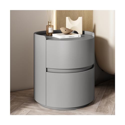 Comodino Rotondo Moderno con 2 Cassetti di Stoccaggio Minimalisti Tavolino da Salotto in Legno Cassettiera da Letto da Salotto, Keine Montage Erforderlich (Color : #06, Size : 40x40x50cm)