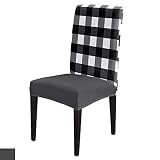4Pcs Dining Chair Covers Protector Stretch Removable Washable Seat Cushion Slipcover,Buffalo Plaid B