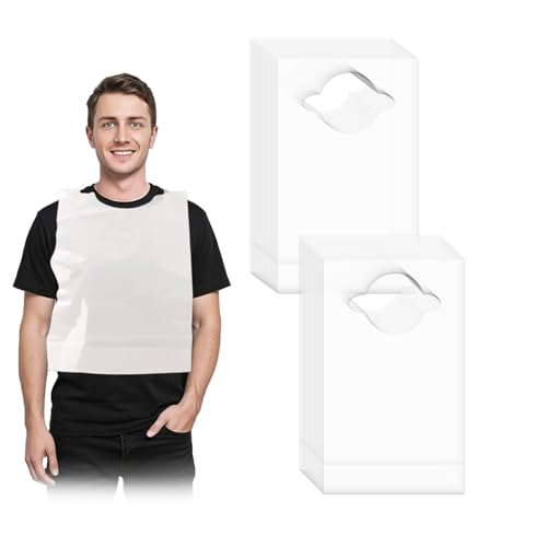 LFUFUESHOP Disposable Adult Bibs 100 Pack Adult Bibs for Women & Men Oil-Proof Clothing Protectors with Crumb Catcher for Elderly