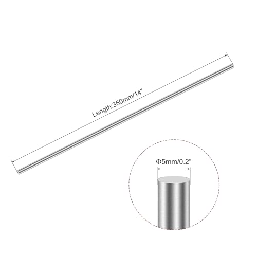 Image of uxcell 5mm x 350mm 304 Stainless Steel Solid Round Rod for DIY Craft - 12pcs