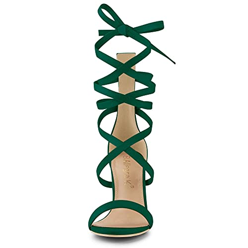 Allegra K Allegra K Women's Open Toe Stiletto Heel Lace up Heels Green Sandals 10 M US
