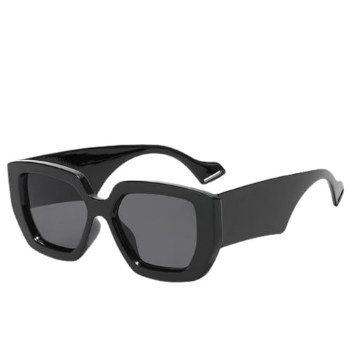 Lunettes de soleil rectangulaires anti-éblouissement avec monture noire carrée confortable