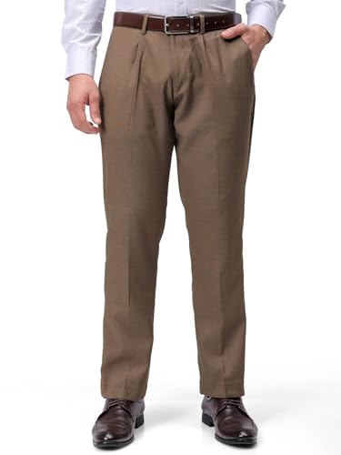 Pantalon formel homme stretch droit beige foncé taille moyenne 34