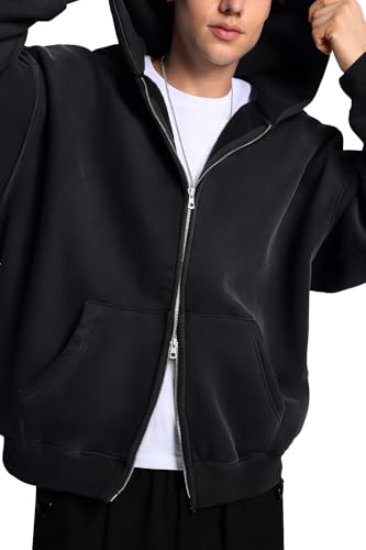 BE SAVAGE Men's Double Side Zipper Hoodie (Black, M) - Image 5