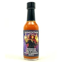Shinedown Mango Habanero Hot Sauce aka Attention, Attention, This is Hot! 5oz Heat Level 5 - Torchbearer Sauces All Natural, Extract-Free, Made in USA