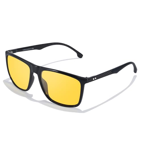 TJUTR Night Vision Driving Glasses, Polarized Yellow Tinted Lens, Anti Glare & Enhance Vision Eyewear for Men