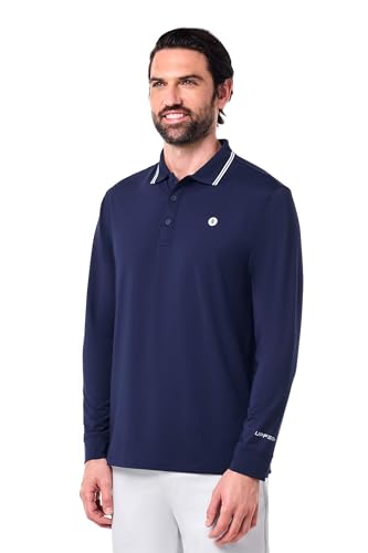 Coolibar UPF 50+ Men's Erodym Long Sleeve Golf Polo - Sun Protective Navy2