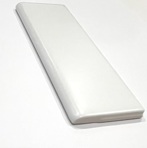 2x6 Bullnose Wall Tile Trim, 3x6 or 4x4 Tile Compatible, Matte White, 0790 Color Code (1)