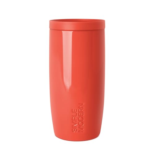 Image of Simple Modern Voyager Signature | 16oz Travel Coffee Mug Tumbler with 360 Lid | Gifts for Women Men | Ceramic-Lined Insulated Stainless Steel Cold Brew Iced Coffee Cup | Flame