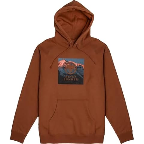Never Summer Men's Pullover Hooded Sweatshirt - Square Eagle Telluride | Saddle, Large Cover