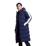 KELME Chaqueta larga de banco para hombre, impermeable, resistente al viento, parka deportiva con capucha cálida para invierno, abrigo de entrenamiento de fútbol, Azul, Medium