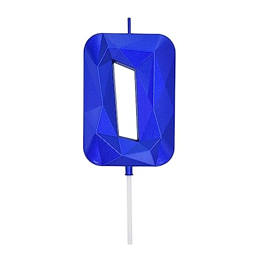 DERVENTA Large Blue 3D Number 0 Birthday Candle 3.7in Cake Topper 1 Piece
