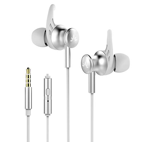 Avantree ME12 Sports Earbuds Wired with Microphone, Sweatproof Running Earphones with Earfin, Metal