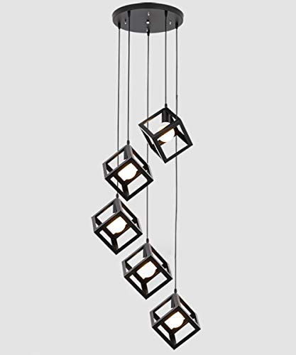 Grand pendentif pour salon duplex et lustre escalier 6 balles rétro