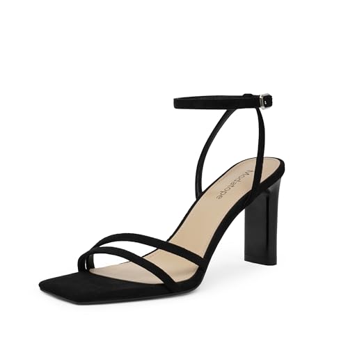 Image of Modatope Womens Sandals Square Open Toe Chunky High Heels Strappy Ankle Strap Sandals Comfort Dress Party Shoes