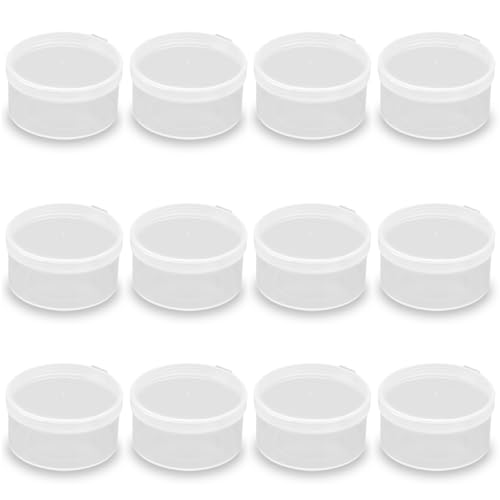 Image of 24 PACK 1.18 oz Empty Round Transparent Plastic Bead Jar (2.05 x 1.06 Inch), Plastic Round Beads Storage Containers Box for Fishing Tackles and Small Items and Other Craft Projects