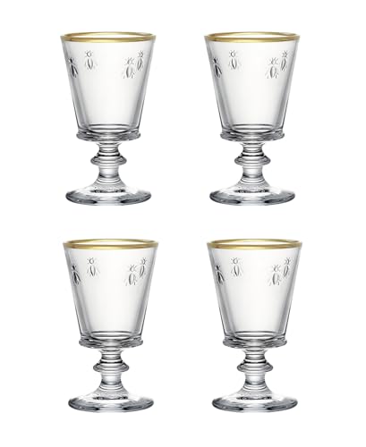 La Rochere Gold Rimmed Napoleon Bee Stemmed Wine Glass Set