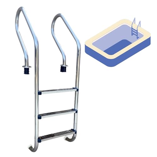 Escalera para piscina 3 peldaños acero inoxidable miniatura 1